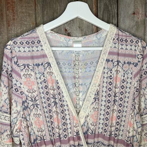 L*Space Lovestruck Rimini Romper Bell Sleeve in Cream Multi Size Large - Picture 3 of 13